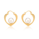 Medium Heart Shape Pearl 18K Gold Plated Earrings