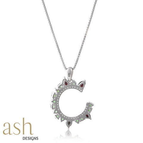 Tsavorite and Opal Half Moon Jewellery Necklace Set