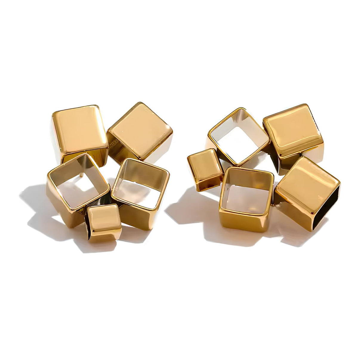 Geometric Hollow Cube Earrings