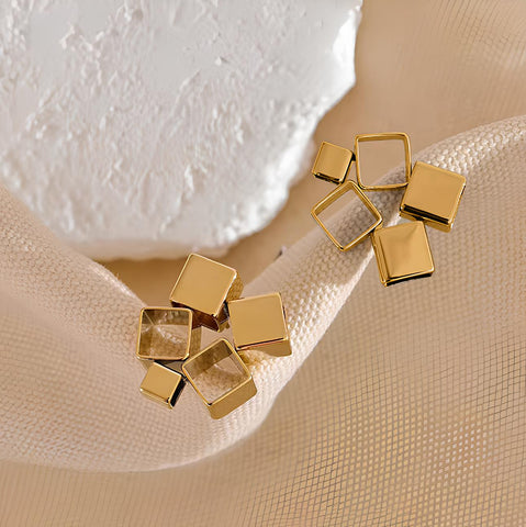 Geometric Hollow Cube Earrings