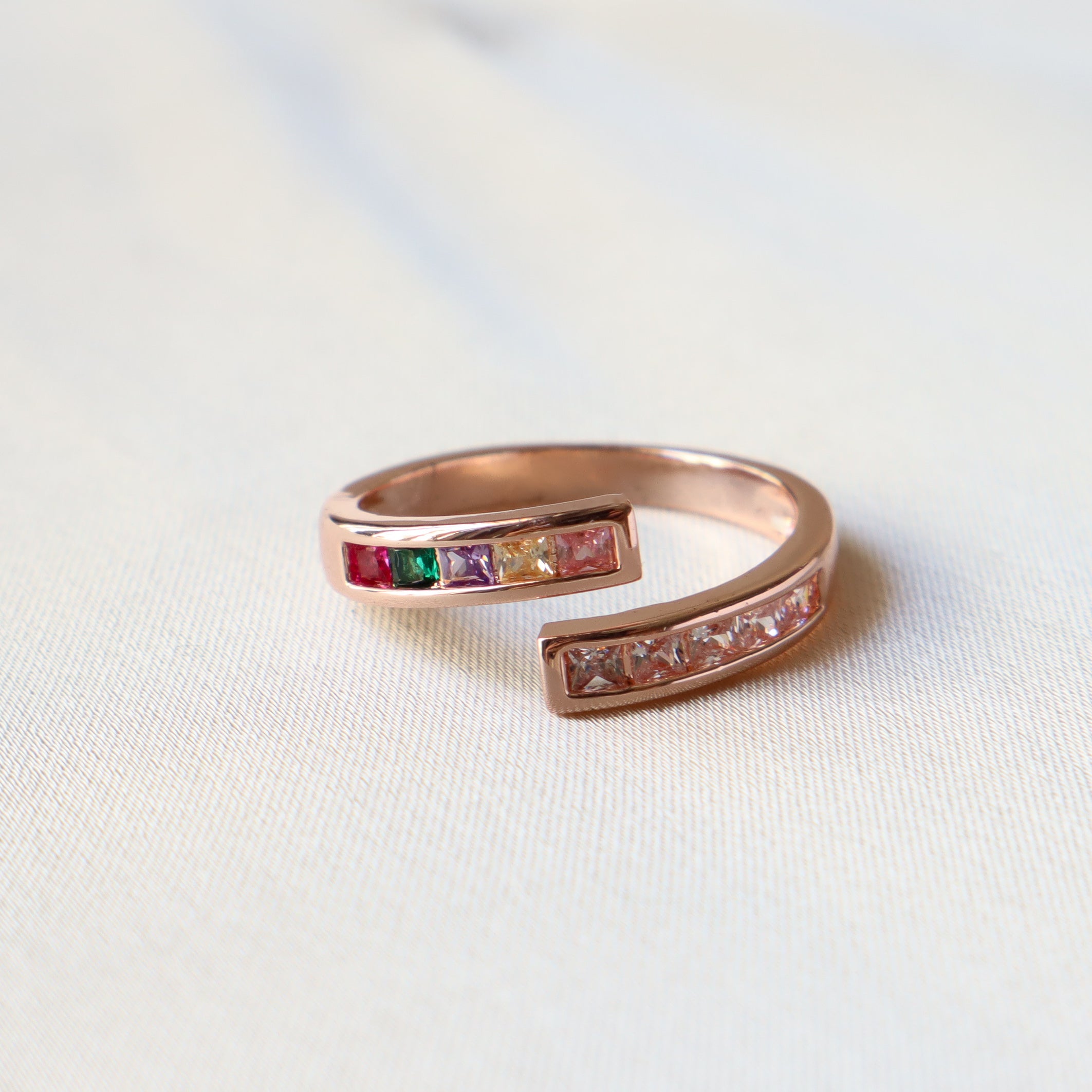 Rose Gold Studded Adjustable 18K Plated Ring