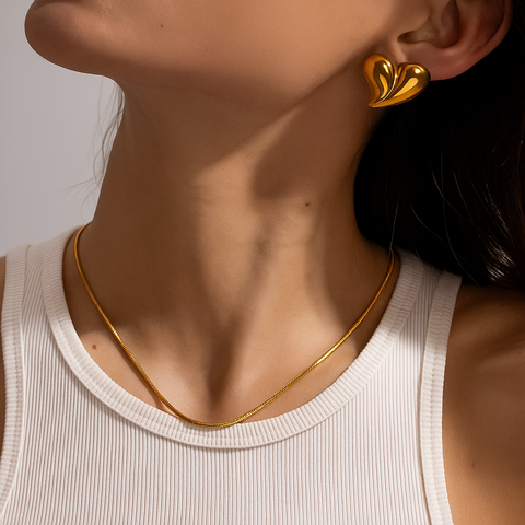 Big Statement Heart 18K Gold Plated Earrings