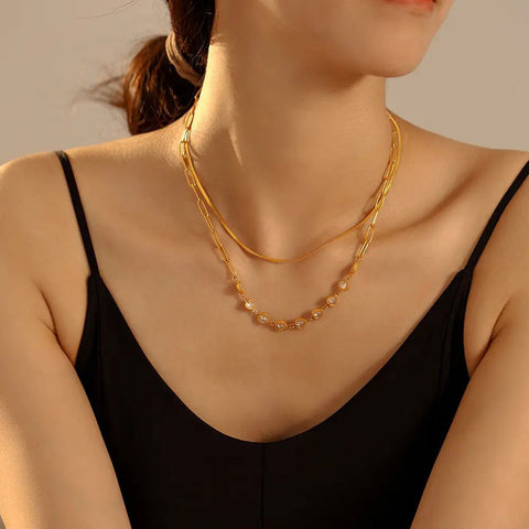 Linear Heart 18K Gold Plated Necklace