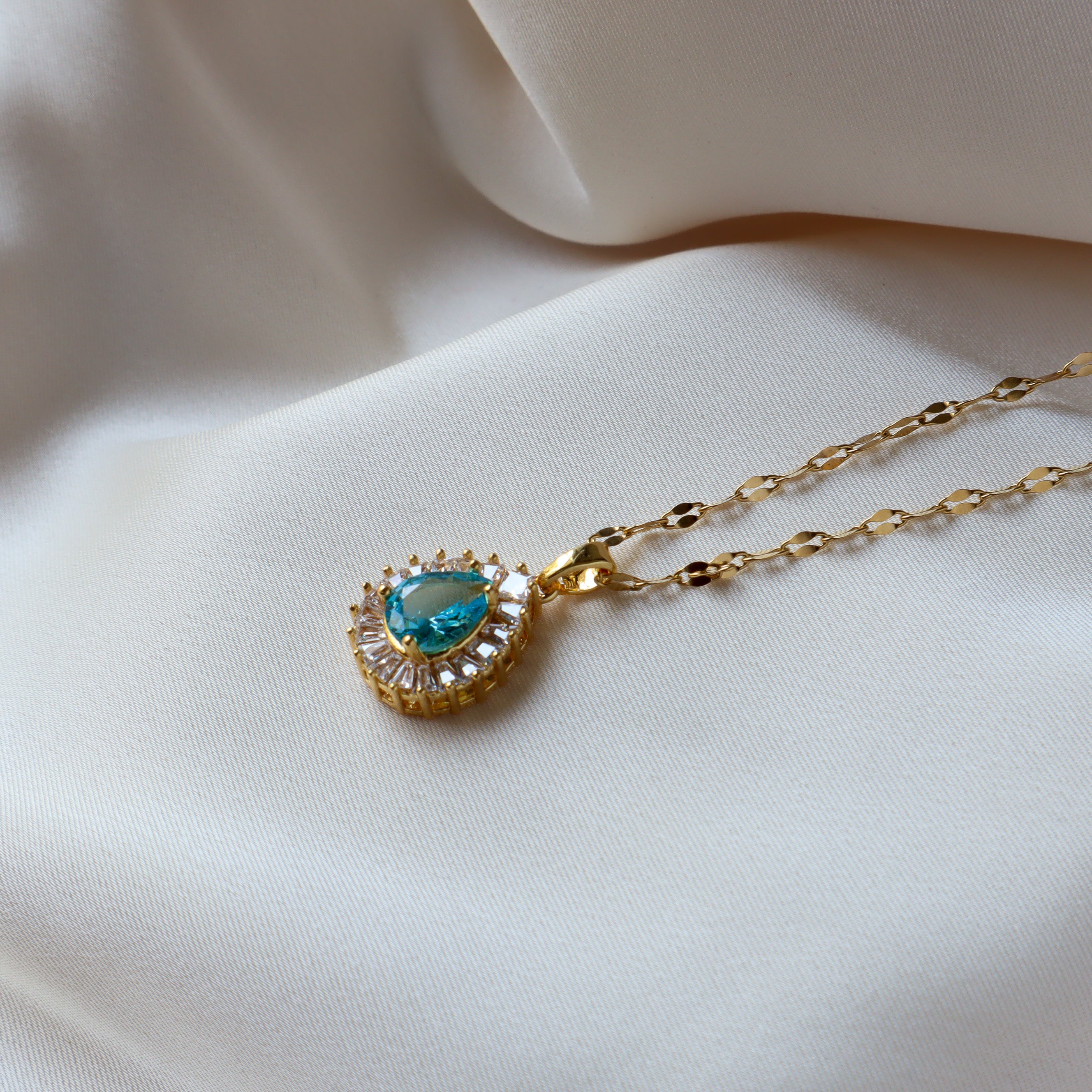 Blue Lagoon Studded 18K Gold Plated Necklace