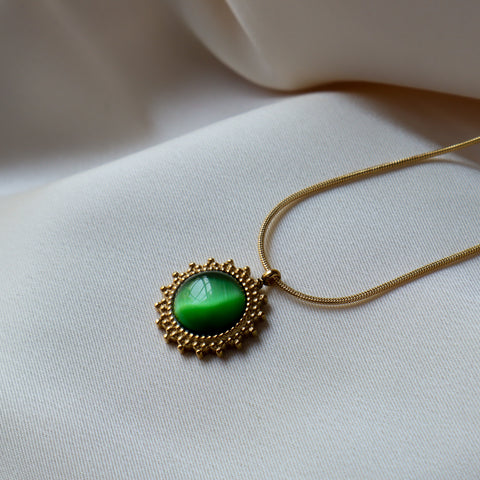 Mayan Sun Green Stone necklace