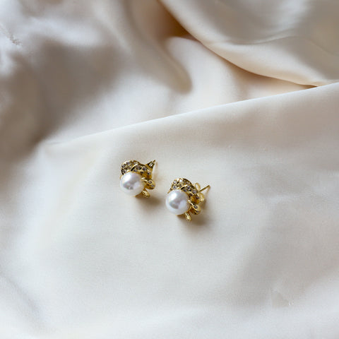 Pearl Flower 18K Gold Plated Earrings