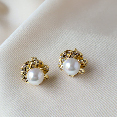 Pearl Flower 18K Gold Plated Earrings