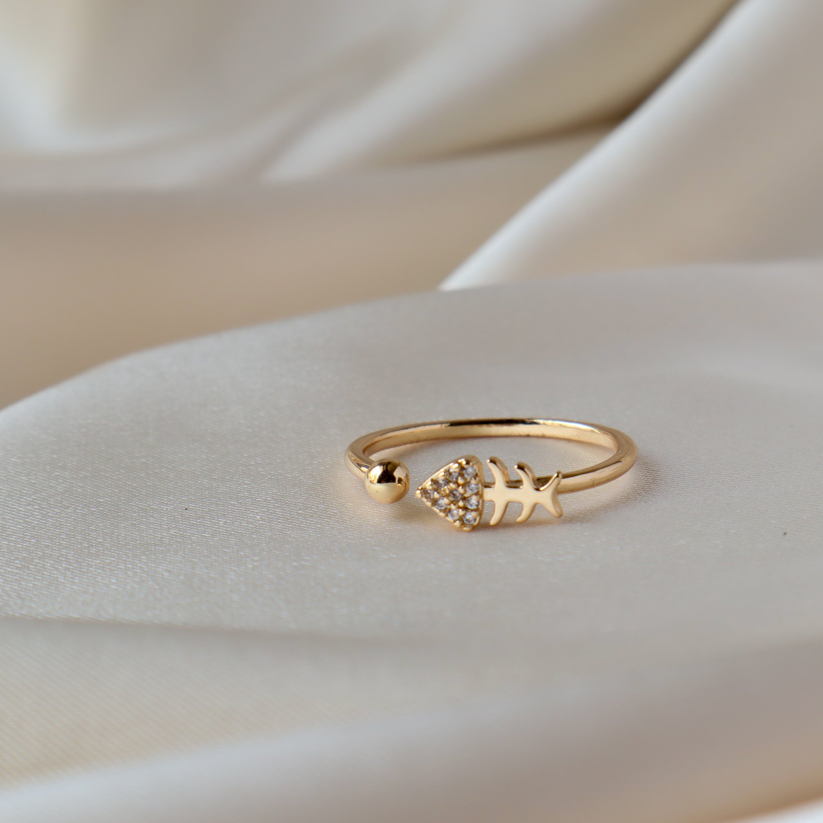 Fish Bone 18K Gold Plated Ring