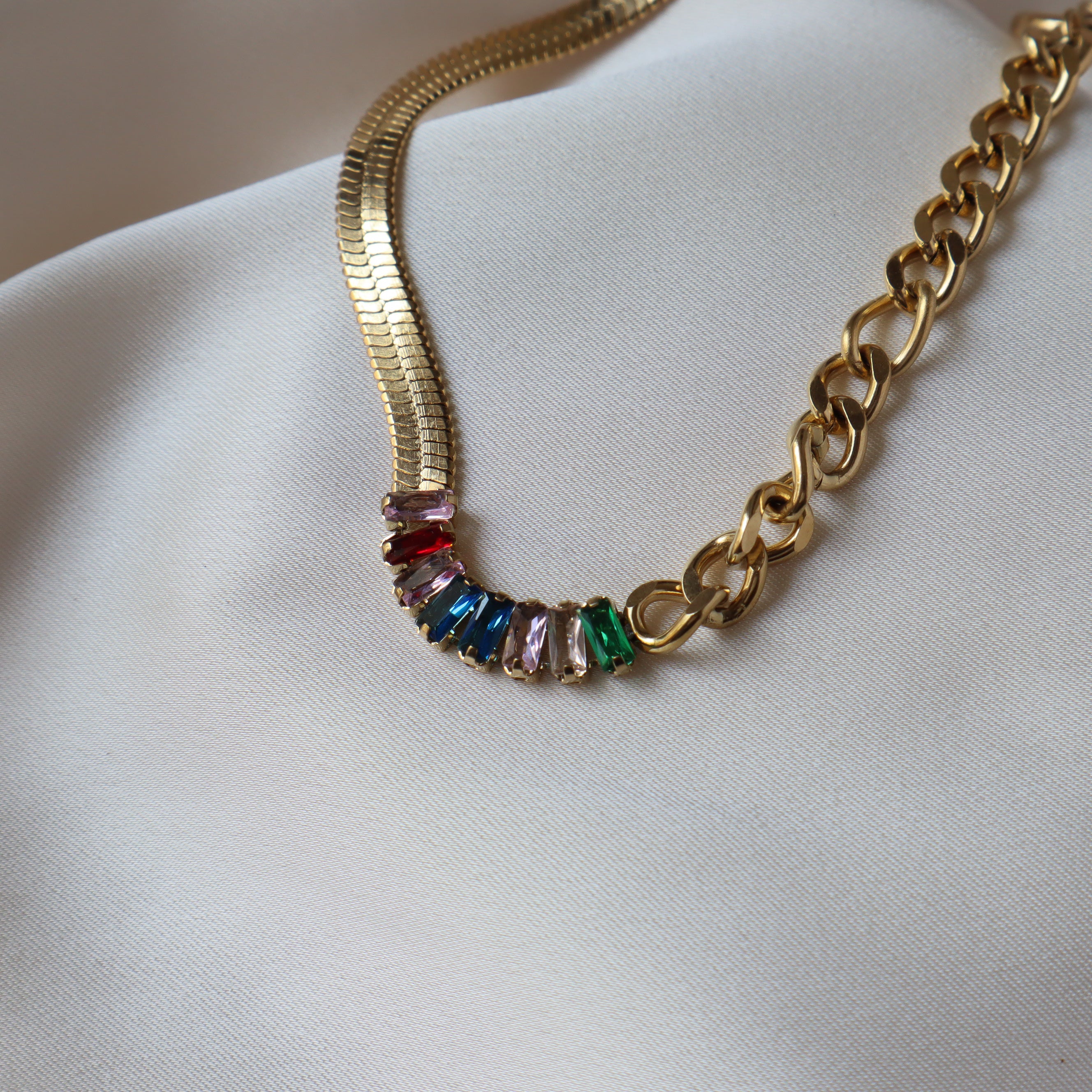 Tokyo at Night Baguette 18K Gold Plated Necklace