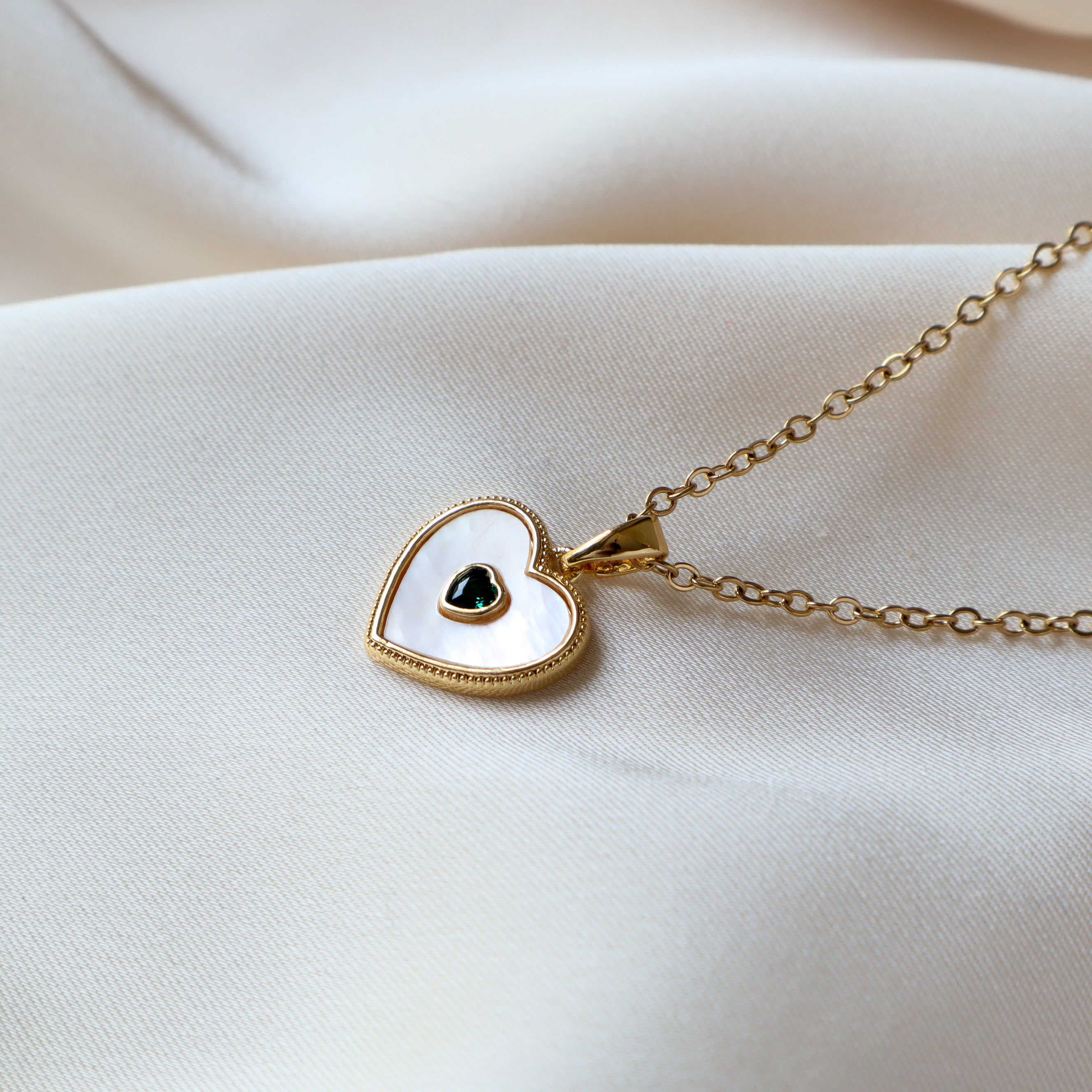 Mother of Pearl Heart 18K Gold Plated Necklace