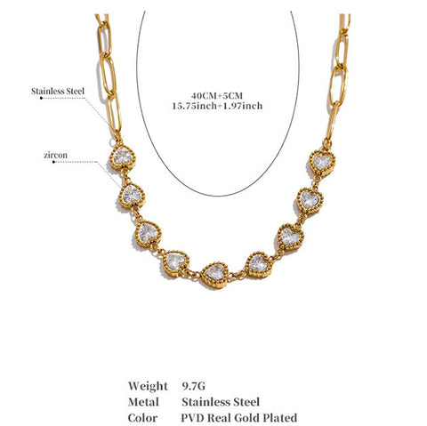 Linear Heart 18K Gold Plated Necklace