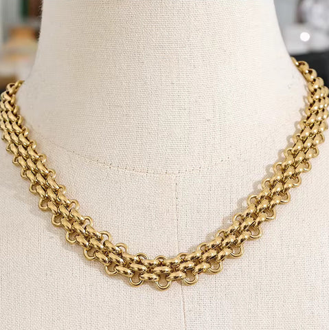 Geometric Criss Cross 18K Gold Plated Necklace