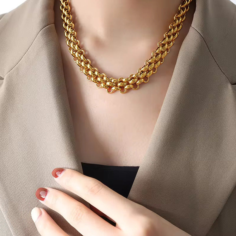 Geometric Criss Cross 18K Gold Plated Necklace