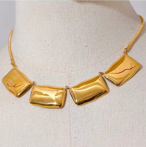 Big Statement Square Collar 18K Gold Plated Necklace