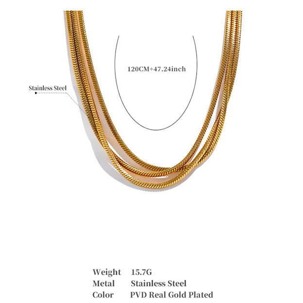 Classic 3 Layer 18K Gold Plated Necklace