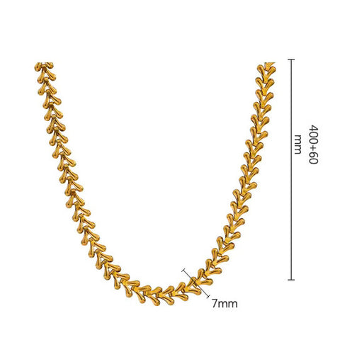 Linear Leaf 18K Gold Plated Necklace