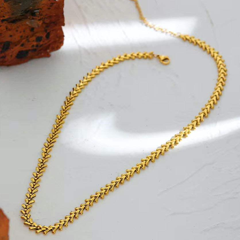 Linear Leaf 18K Gold Plated Necklace