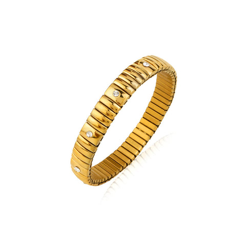 Coil Studded 18K Gold Plated Bangle