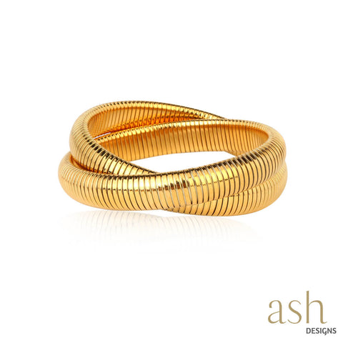 Big Intertwined Coil 18K Gold Plated Bangle