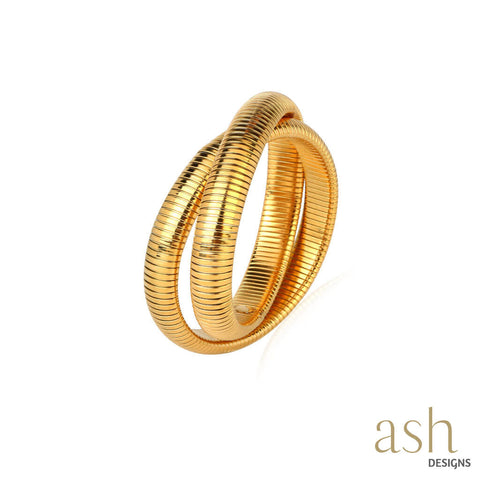 Big Intertwined Coil 18K Gold Plated Bangle