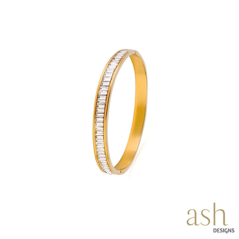 Sleek Studded Baguette 18K Gold Plated Bangle