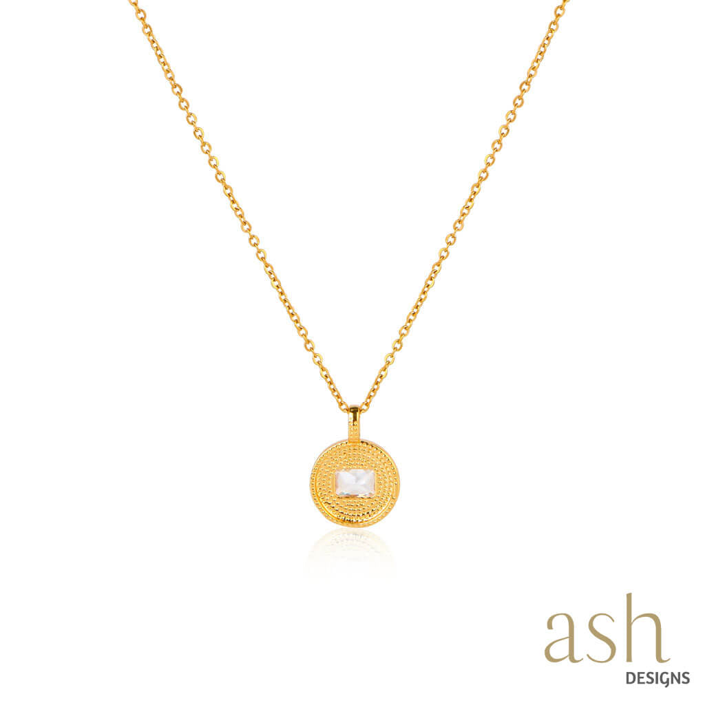 Mini Disc White 18K Gold Plated Necklace