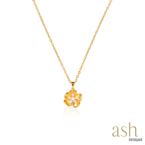 Peony Studded 18K Gold Plated Necklace