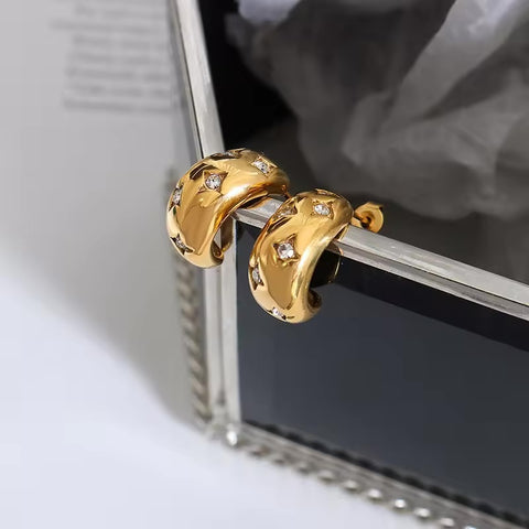 Medium Studded Cuff 18K Gold Plated Earrings