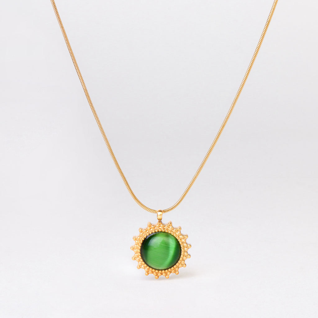 Mayan Sun Green Stone necklace