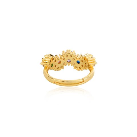Five Studded 18K Gold Plated Adjustable Ring