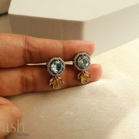 Luna Blue Topaz and Citrine earrings