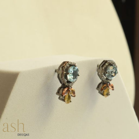 Luna Blue Topaz and Citrine earrings