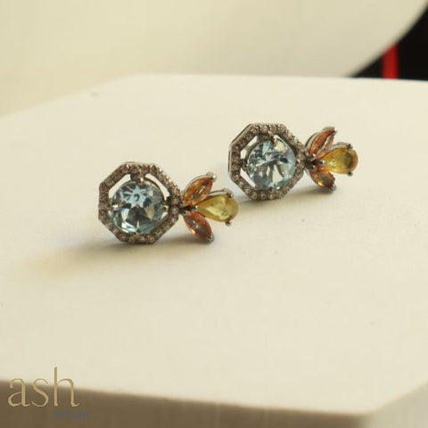 Luna Blue Topaz and Citrine earrings