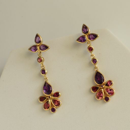 Betty Amethyst and Pink Topaz Earrings