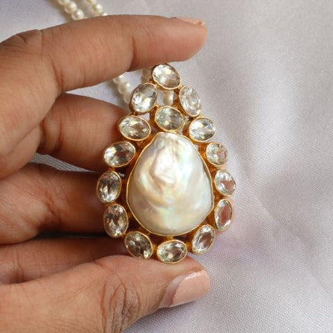 Maharani Pearl and White Topaz Necklace