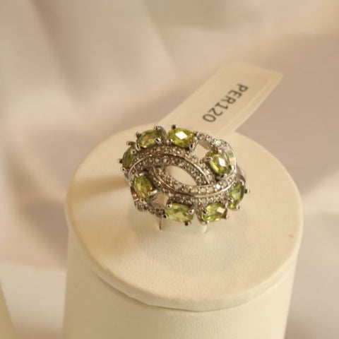 Zarine Peridot Earrings Necklace and Ring Set