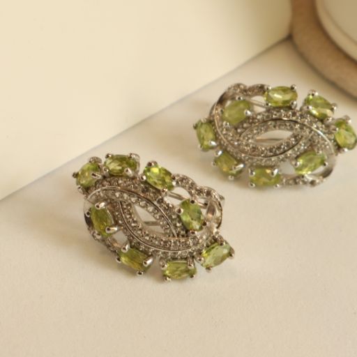 Zarine Peridot Earrings Necklace and Ring Set