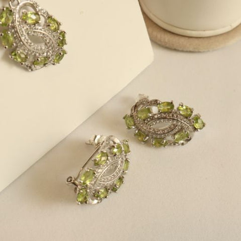 Zarine Peridot Earrings Necklace and Ring Set