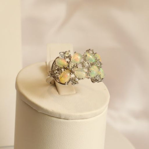 Meditteranean Opal Earrings Necklace and Ring Set