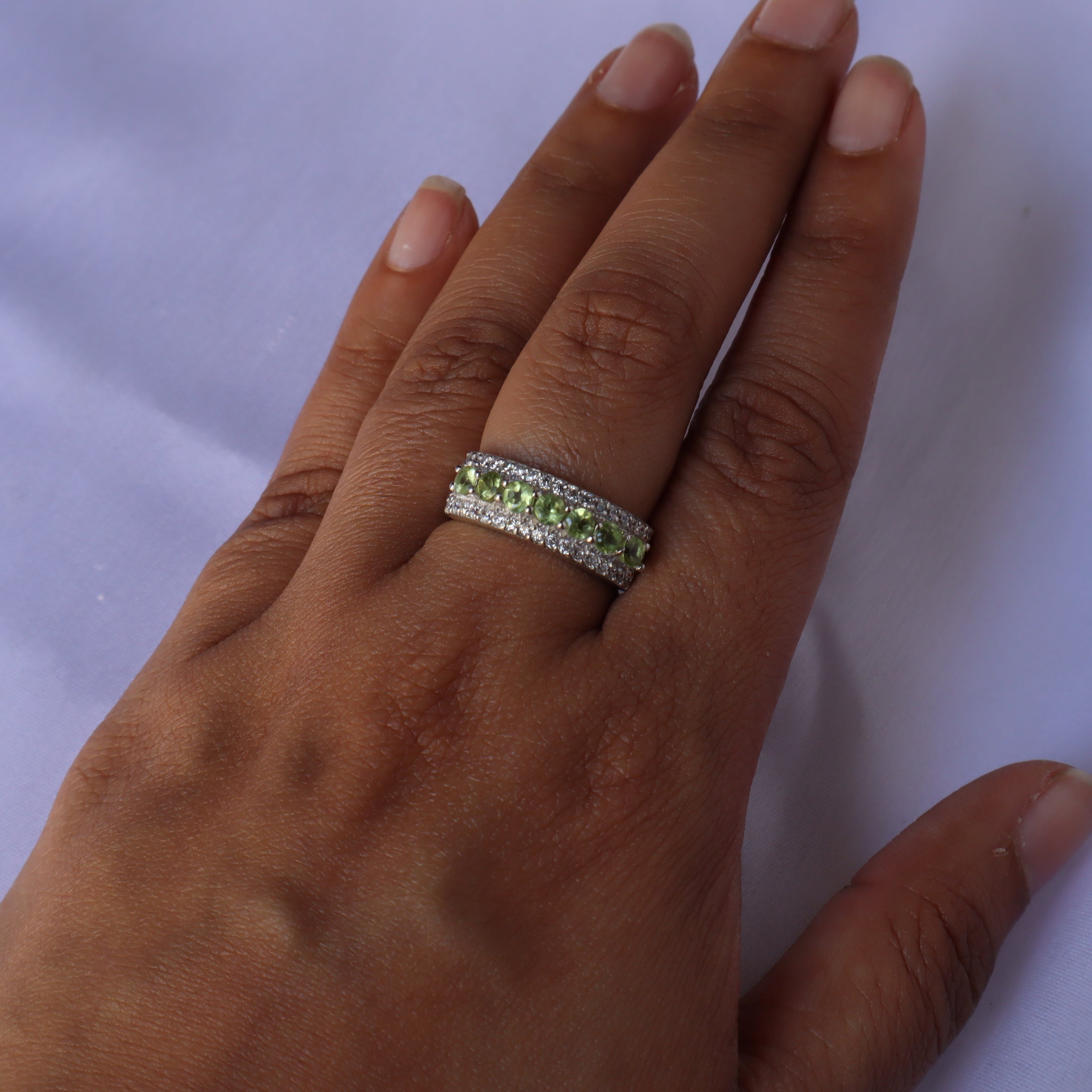 Gaya Peridot Half Band Ring