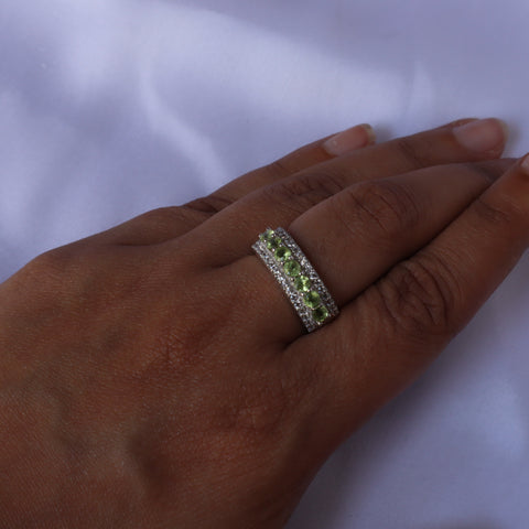 Gaya Peridot Half Band Ring