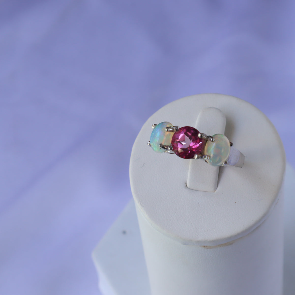Supernova Opal and Pink Topaz Ring