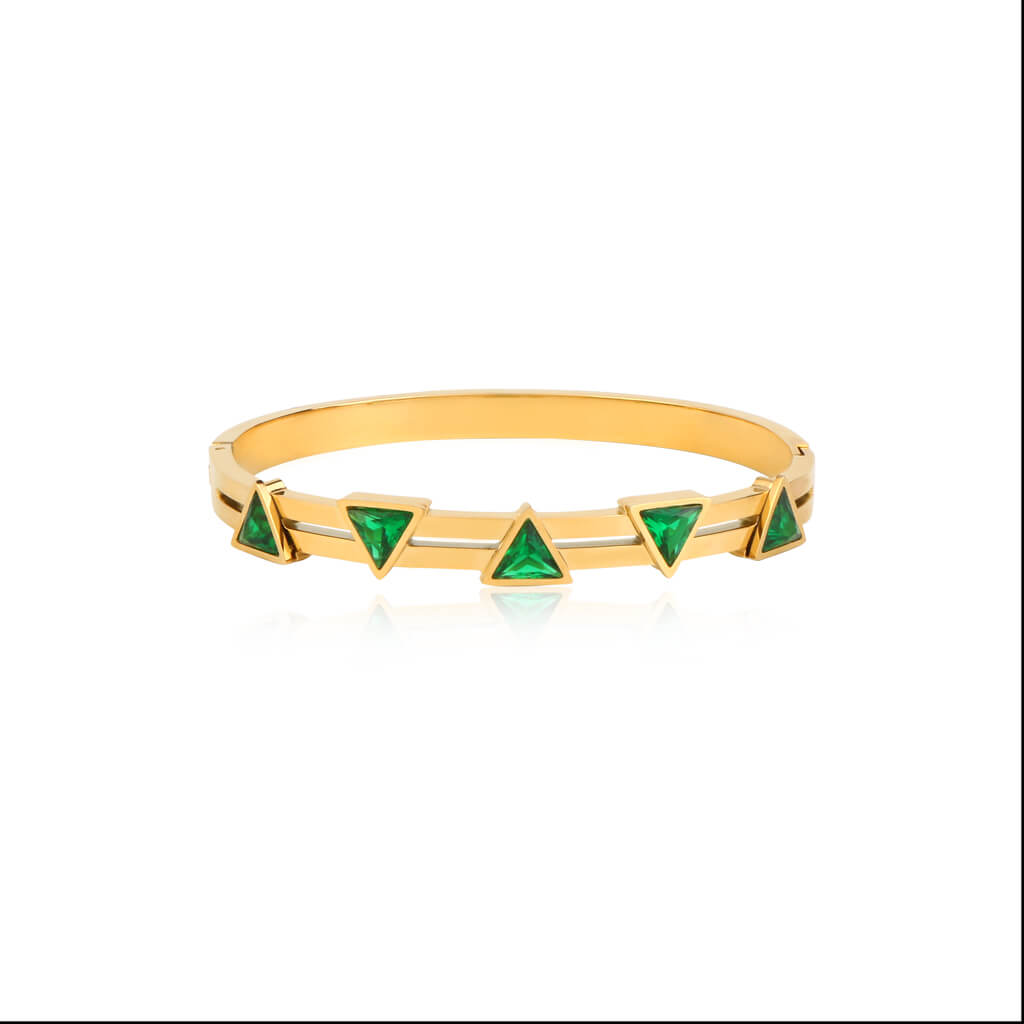 Triangle Studded 18K Gold Plated Bangle