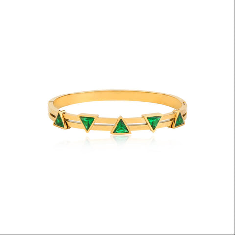 Triangle Studded 18K Gold Plated Bangle