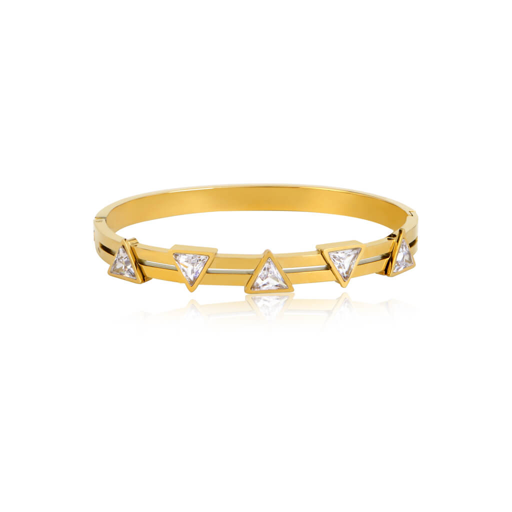 Triangle Studded 18K Gold Plated Bangle