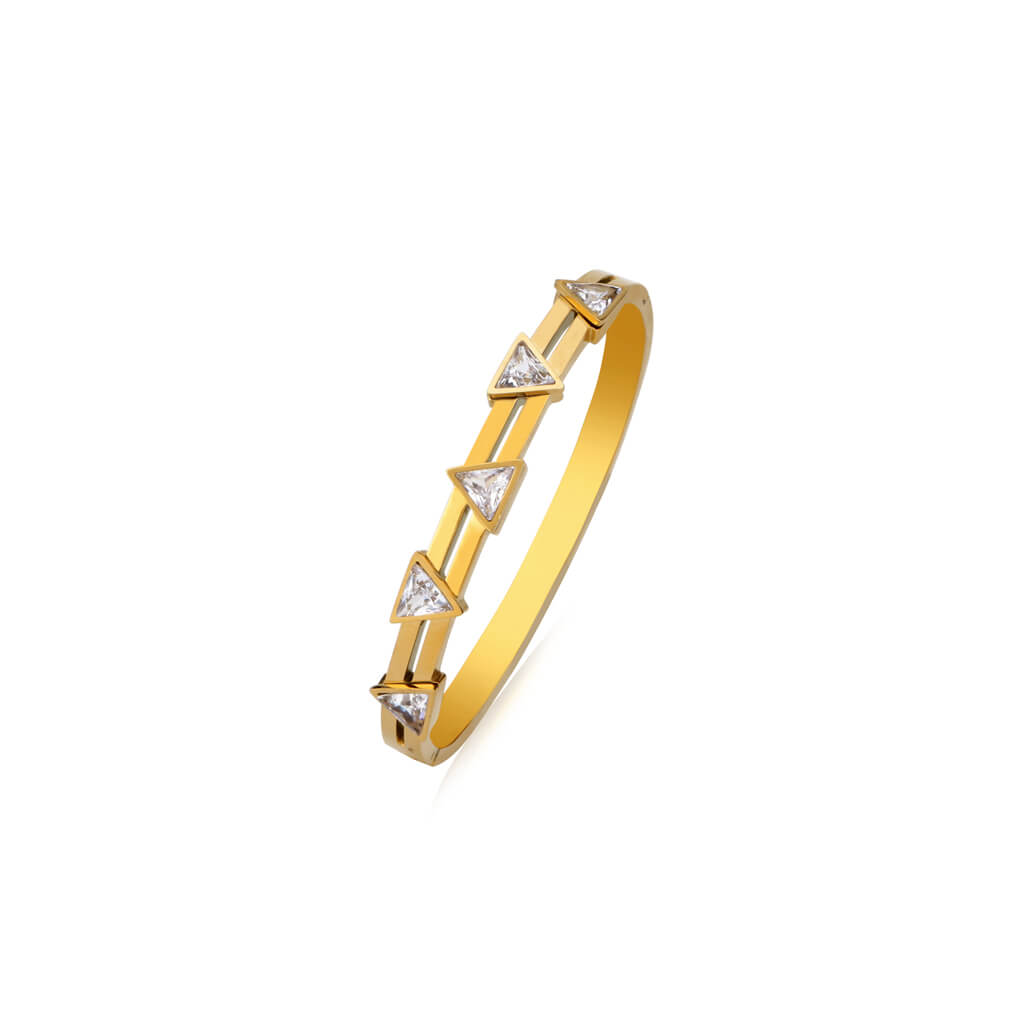 Triangle Studded 18K Gold Plated Bangle