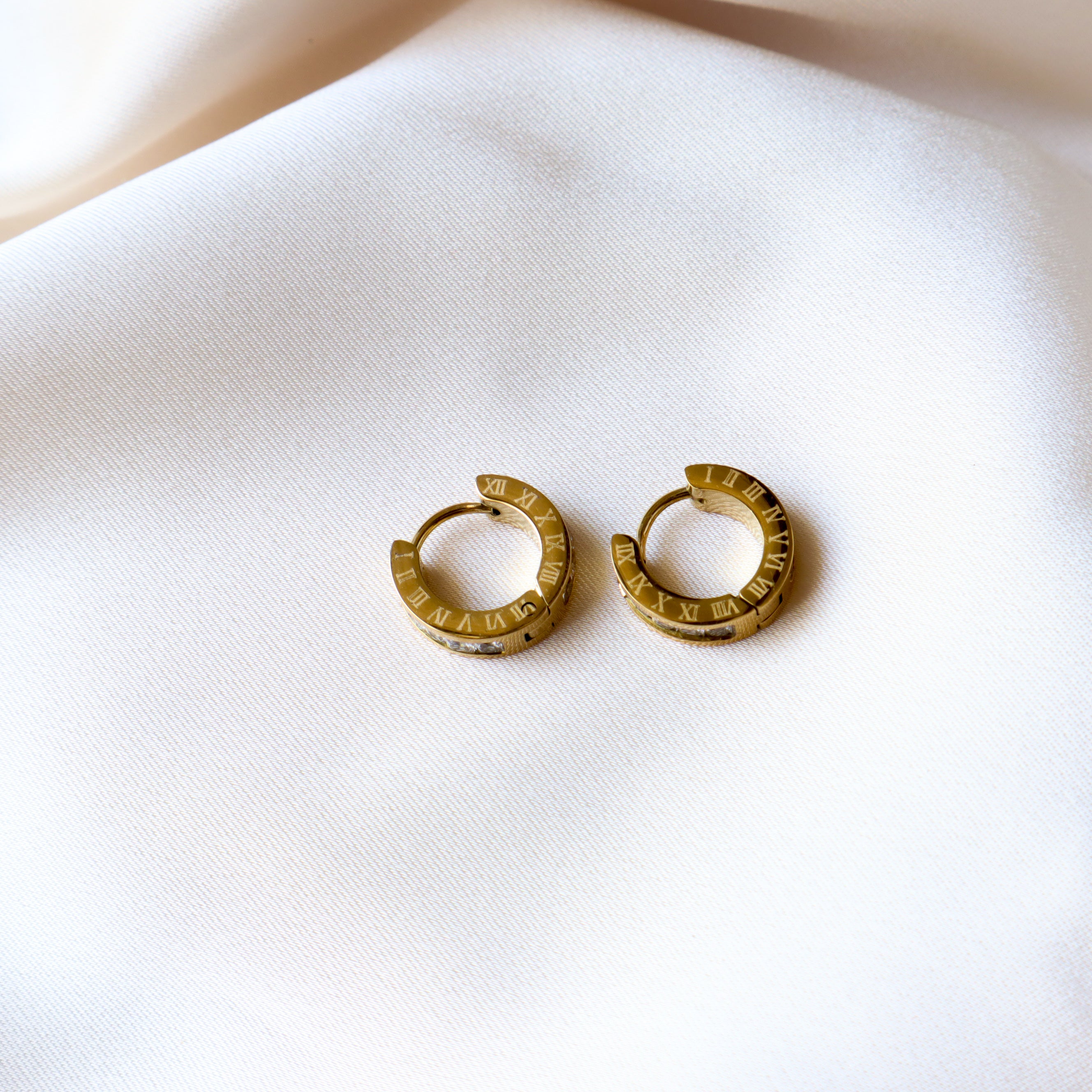 Mini Studded 18K Gold Plated Hoops