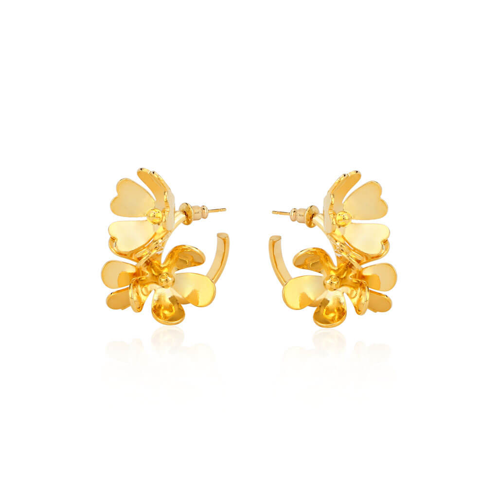 Big Peony 18K Gold Plated Hoop Earrings
