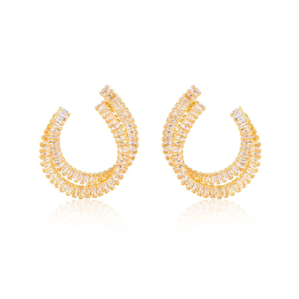 Medium Double Layer U 18K Gold Plated Earrings