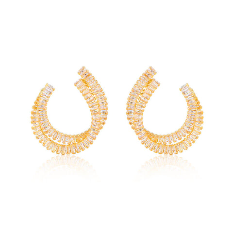 Medium Double Layer U 18K Gold Plated Earrings